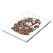 Weihnachts-Patchwork-Schneemann Notizblock (Rotiert)