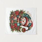 Weihnachts- Patchwork-Schneemann Wandteppich (Vorderseite (Horizontal))