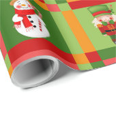 Weihnachts-Patchwork-Weihnachtsmann-Nussknacker-Ge Geschenkpapier (Rolleneckpunkt)