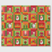 Weihnachts-Patchwork-Weihnachtsmann-Nussknacker-Ge Geschenkpapier (Flach)
