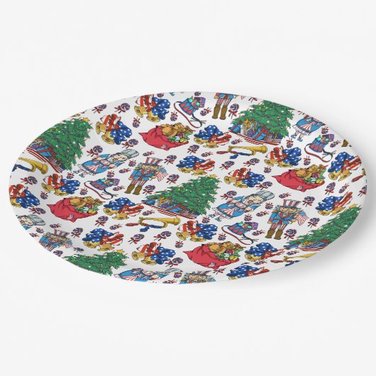 Weihnachts Patriotic Nutcrackers Pappteller (Schrägansicht)