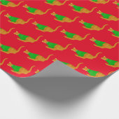 Weihnachts-Pattern-Ingwer-Katze im Grünen Weihnach Geschenkpapier (Ecke)