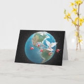 Weihnachts-PEACE mit White Dove auf Globe Karte (Gelbe Blume)