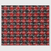 Weihnachts-PEACE-Text auf Kariert in Schneeflocken Geschenkpapier (Flach)