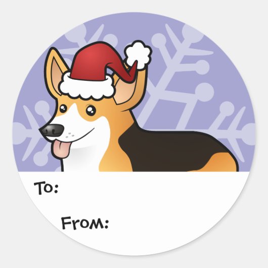 Weihnachts Pembroke Welsh Corgi Geschenktasten Runder Aufkleber (Vorderseite)