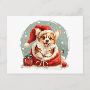Weihnachts Pembroke Welsh Corgi Welpe Postkarte