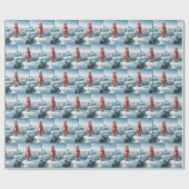 Weihnachts-Penguin auf Iceberg Geschenkpapier (Flach)