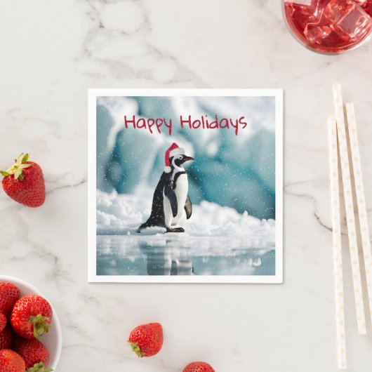 Weihnachts-Penguin auf Iceberg Serviette (Beispiel)
