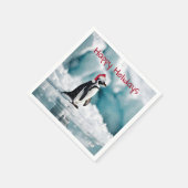 Weihnachts-Penguin auf Iceberg Serviette (Ecke)