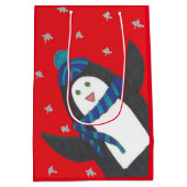 Weihnachts-Penguin auf Rot Mittlere Geschenktüte (Rückseite)