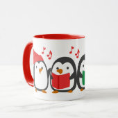 Weihnachts-Penguin-Barbershop-Quartett Tasse (Vorderseite Links)
