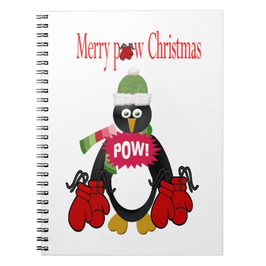 Weihnachts-Penguin Boxing-Spiral-Notebook Notizblock (Vorderseite)