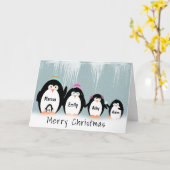 Weihnachts-Penguin-Familie im Schnee Karte (Gelbe Blume)