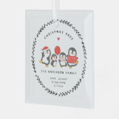 Weihnachts-Penguin-Familie von vier Ornament Aus Glas (Vorderseite links)