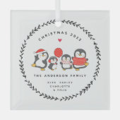 Weihnachts-Penguin-Familie von vier Ornament Aus Glas (Vorderseite)