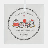 Weihnachts-Penguin-Familie von vier Ornament Aus Glas (Rückseite)