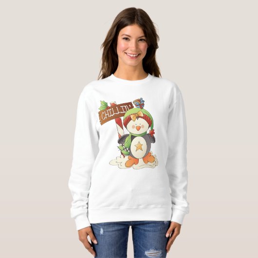 Weihnachts-Penguin-Frauen Sweatshirt (Vorne ganz)
