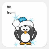 Weihnachts-Penguin-Geschenksticker Quadratischer Aufkleber (Vorderseite)