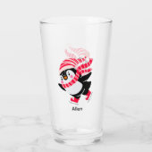 Weihnachts-Penguin in einem Hut und Scarf auf Skat Glas (Rückseite)