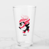 Weihnachts-Penguin in einem Hut und Scarf auf Skat Glas (Vorderseite)