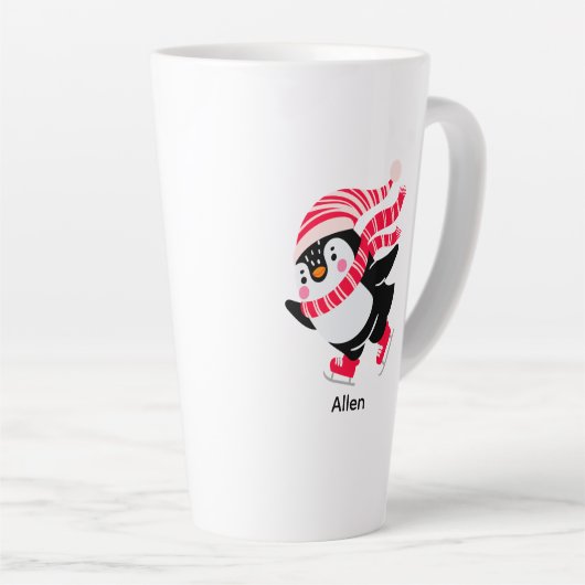 Weihnachts-Penguin in einem Hut und Scarf auf Skat Milchtasse (Rechte Ecke)