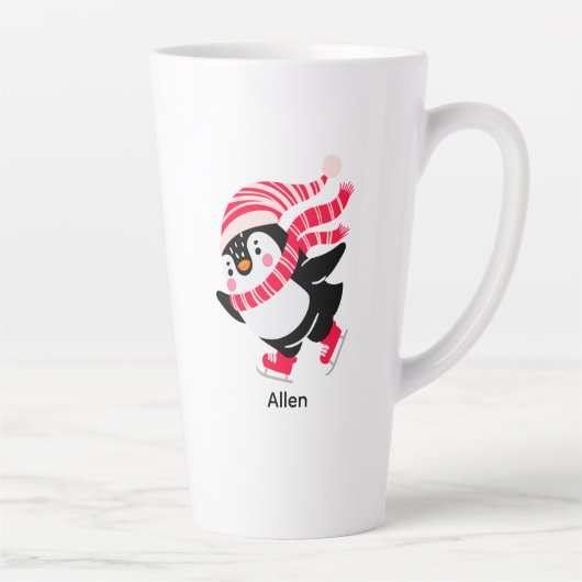 Weihnachts-Penguin in einem Hut und Scarf auf Skat Milchtasse (Rechts)