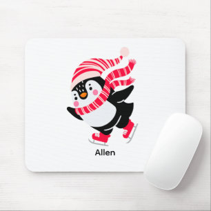 Weihnachts-Penguin in einem Hut und Scarf auf Skat Mousepad