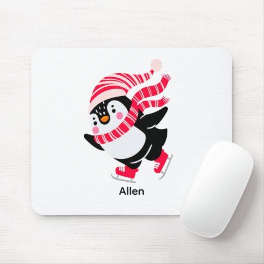 Weihnachts-Penguin in einem Hut und Scarf auf Skat Mousepad (Mit Mouse)
