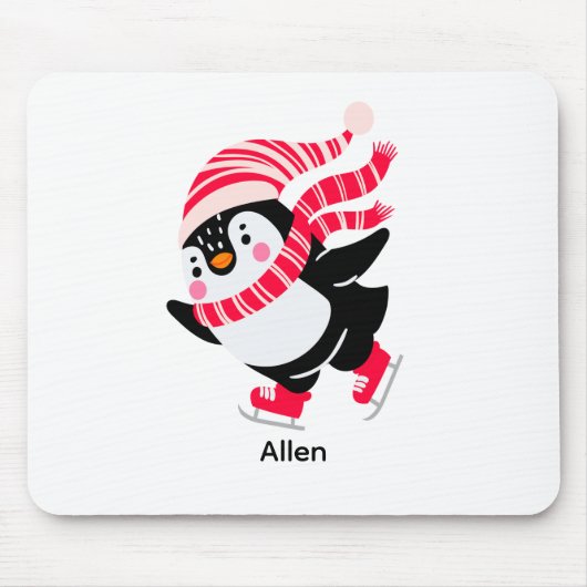 Weihnachts-Penguin in einem Hut und Scarf auf Skat Mousepad (Vorne)