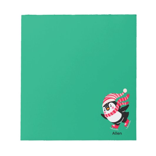 Weihnachts-Penguin in einem Hut und Scarf auf Skat Notizblock (Vorderseite)