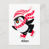 Weihnachts-Penguin in einem Hut und Scarf auf Skat Postkarte (Vorderseite)