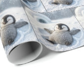 Weihnachts-Penguin Kick Schneegel Geschenkpapier (Rolleneckpunkt)
