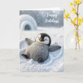 Weihnachts-Penguin Kick Schneegel Karte (Gelbe Blume)