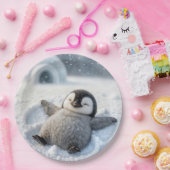 Weihnachts-Penguin Kick Schneegel Pappteller (Party)