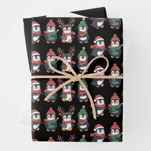 Weihnachts-Penguin Lover Niedlicher Tiere Familien Geschenkpapier Set (Beispiel)