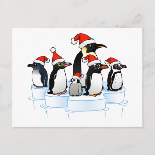 Weihnachts-Penguin-Party Feiertagspostkarte