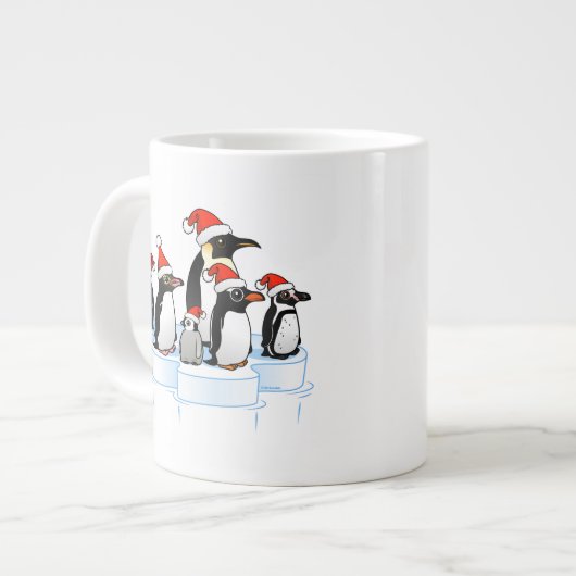 Weihnachts-Penguin-Party Jumbo-Tasse (Vorderseite Links)