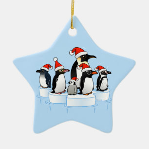 Weihnachts-Penguin-Party Keramikornament