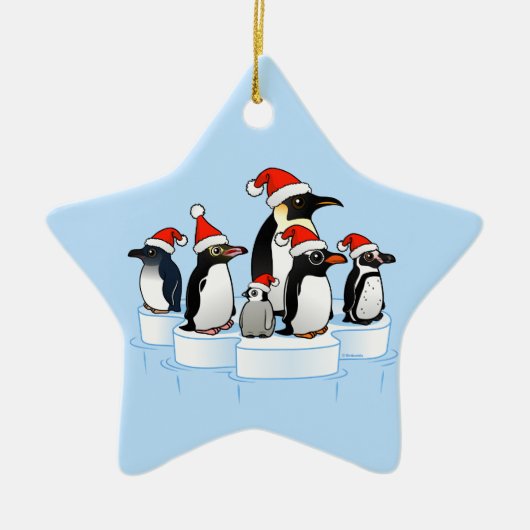 Weihnachts-Penguin-Party Keramikornament (Vorne)