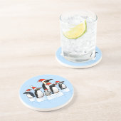 Weihnachts-Penguin-Party Sandstein Untersetzer (Seite)