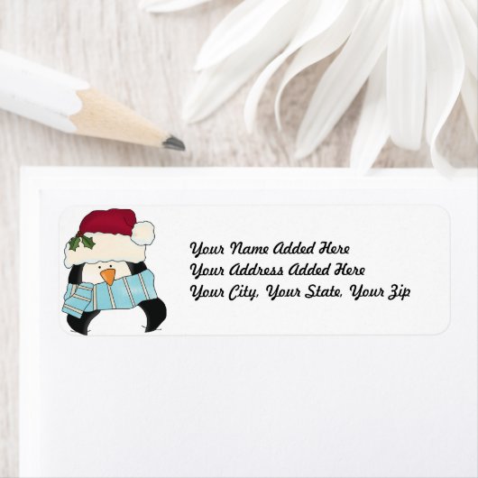 Weihnachts-Penguin-Rücksendeadressen-Aufkleber (Insitu)