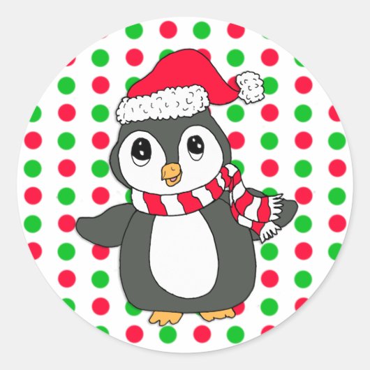 Weihnachts-Penguin Runder Aufkleber (Vorderseite)