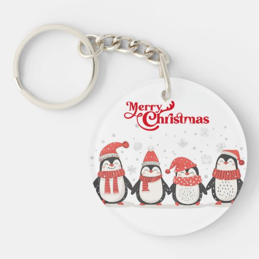 Weihnachts-Penguin-Schlüsselanhänger Schlüsselanhänger (Vorderseite)