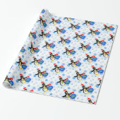 Weihnachts-Penguin und Schneeflocken Geschenkpapier (Ungerollt)