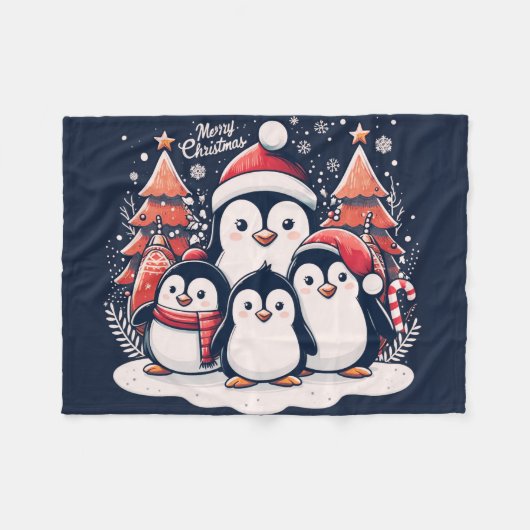 Weihnachts-Penguin von Rp Fleecedecke (Vorderseite (Horizontal))