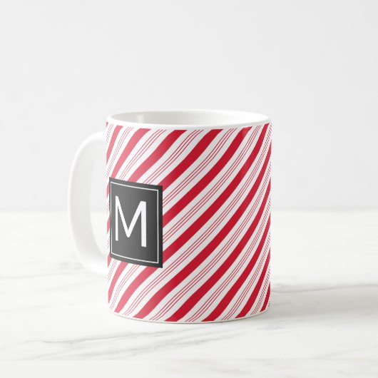 Weihnachts Peppermint Candy Cane Red Stripes Tasse (Vorderseite Links)