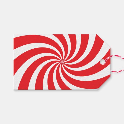 Weihnachts Peppermint Candy Cane Swirl Roter Gesch Geschenkanhänger (Vorderseite (Horizontal))