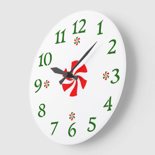 Weihnachts Peppermint Candy Große Wanduhr (Winkel)