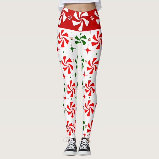 Weihnachts Peppermint Candy Leggings (Vorderseite)