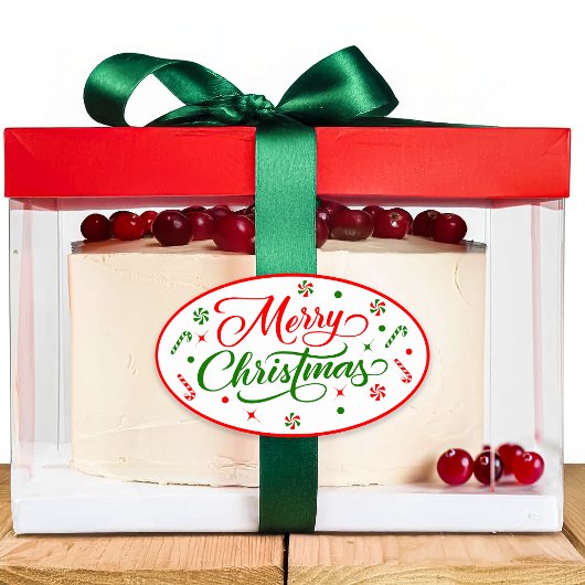 Weihnachts Peppermint Candy Ovaler Aufkleber